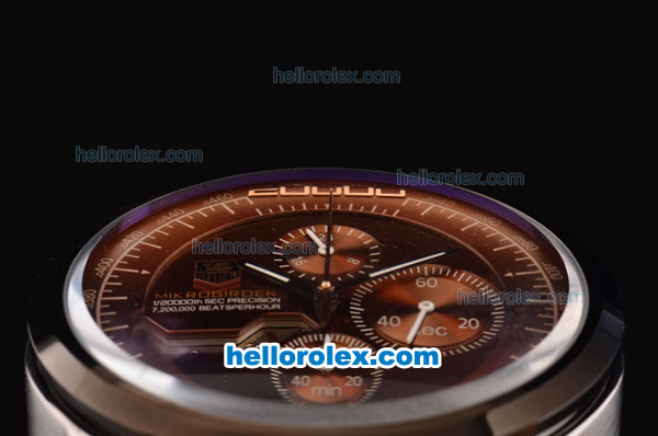Tag Heuer Mikrogirder 2000 Chronograph Miyota Quartz Steel Case with PVD Bezel - Brown Dial - Click Image to Close